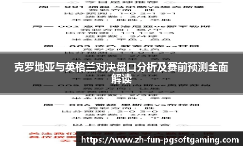 克罗地亚与英格兰对决盘口分析及赛前预测全面解读
